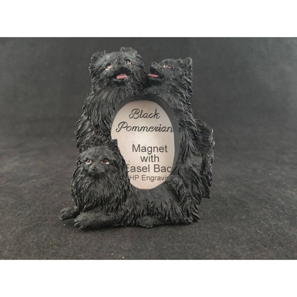 Vintage Resin Black Pommerians Magnet/Frame